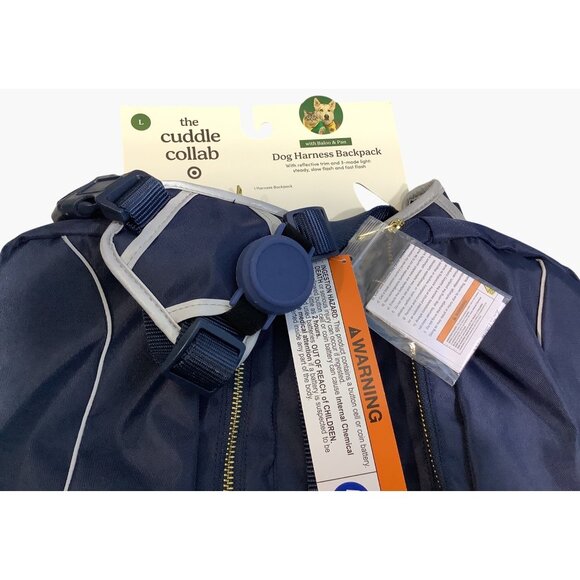 Large Dog Harness Backpack Blue Pockets Adjustable Straps Size L Up to 90 Lbs. - Picture 3 of 4